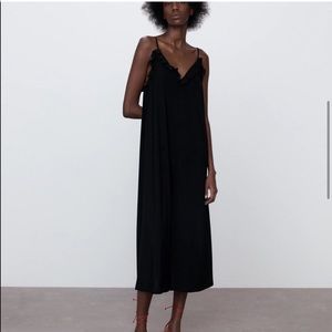 Zara Black Dress With Ruffles